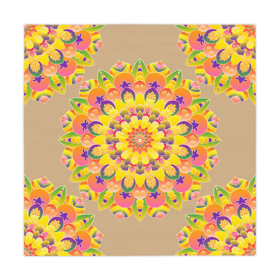 Vibrant Mandala Tablecloth - Sand, Bohemian Decor Home Decor - Blululi