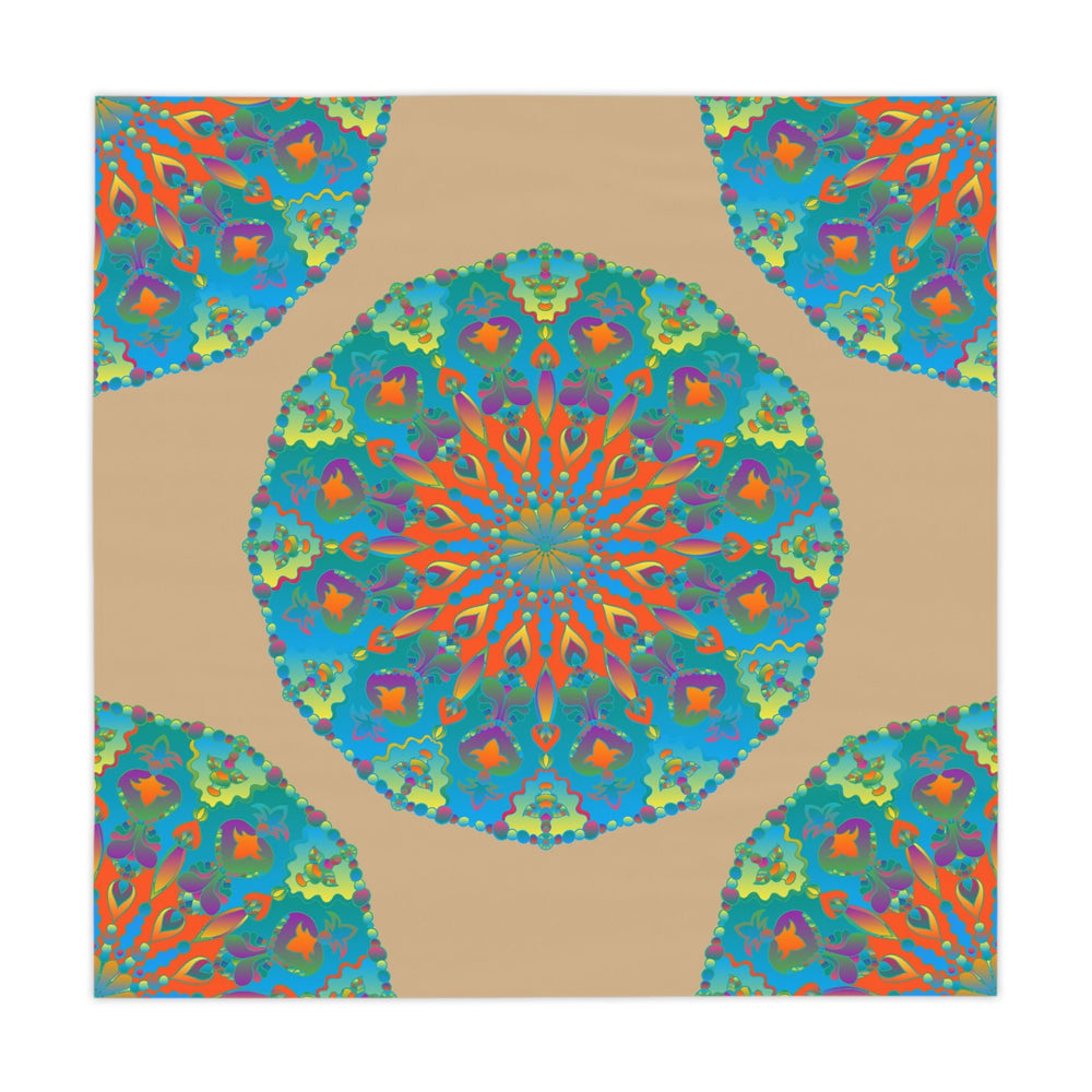 Vibrant Mandala Tablecloth - Sand, Boho Decor Home Decor - Blululi