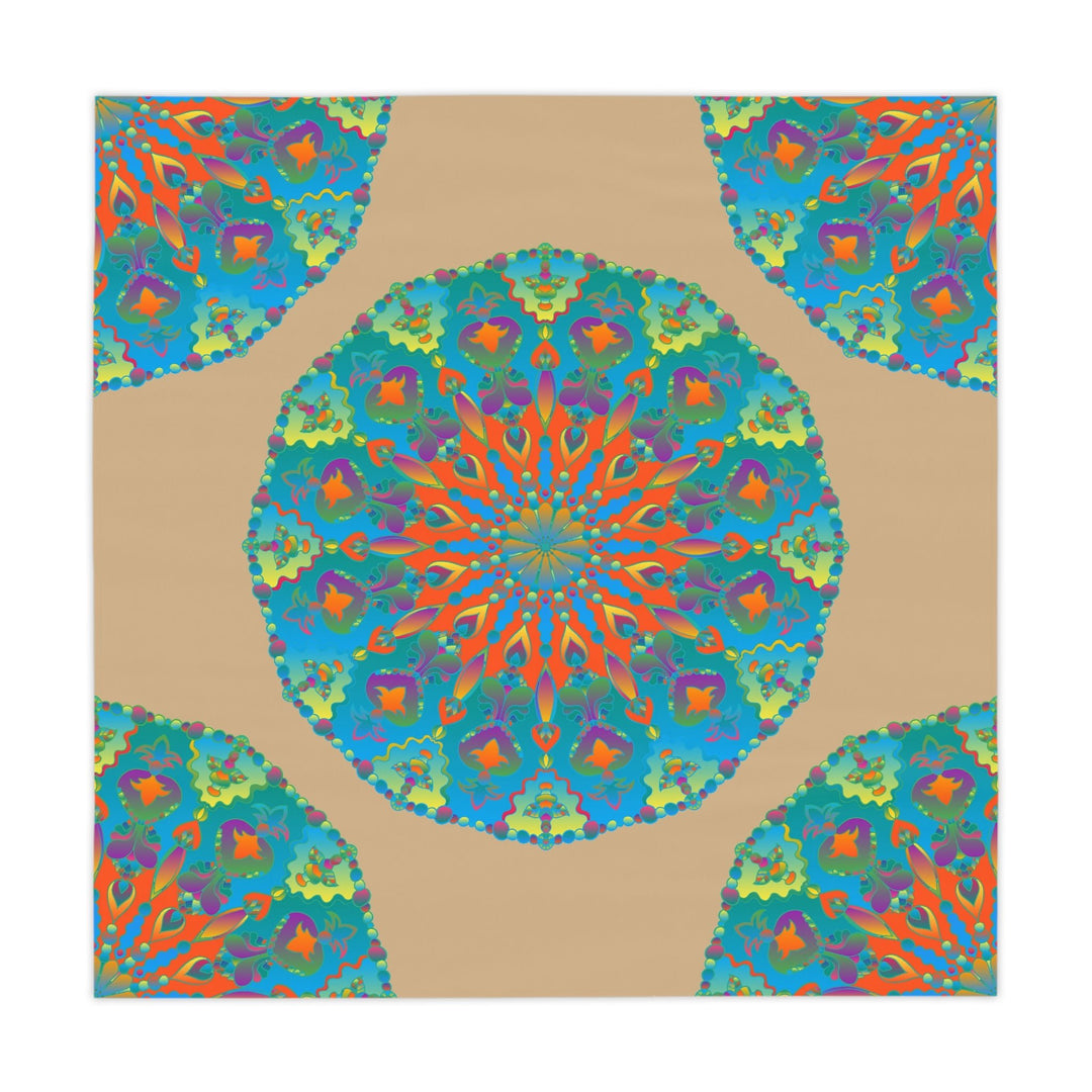 Vibrant Mandala Tablecloth - Sand, Boho Decor Home Decor - Blululi