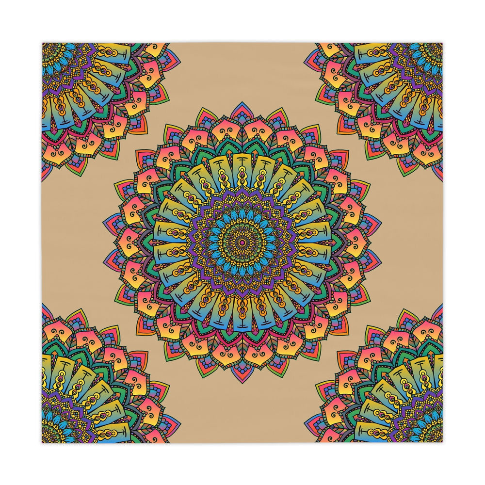 Vibrant Mandala Tablecloth - Sand, Circular Art Home Decor - Blululi
