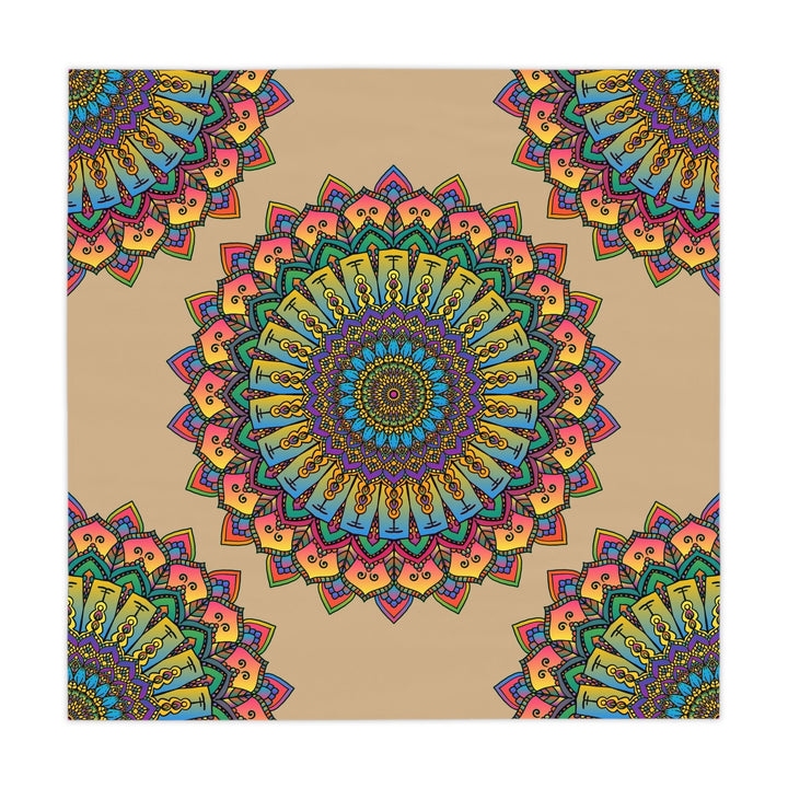 Vibrant Mandala Tablecloth - Sand, Circular Art Home Decor - Blululi