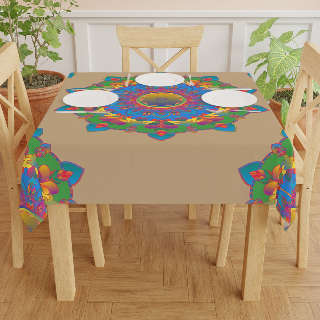 Vibrant Mandala Tablecloth - Sand Color Home Decor - Blululi