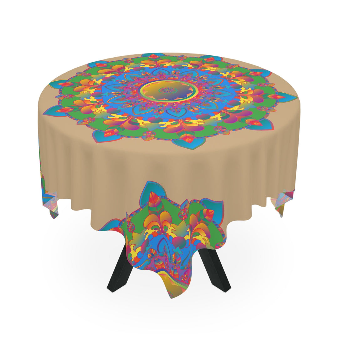 Vibrant Mandala Tablecloth - Sand Color Home Decor - Blululi