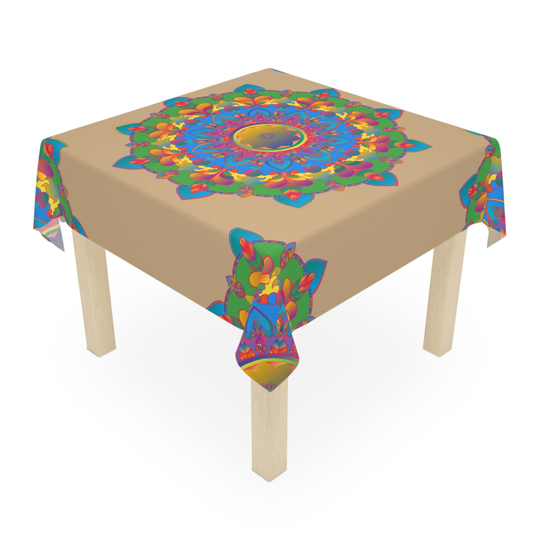 Vibrant Mandala Tablecloth - Sand Color Home Decor - Blululi