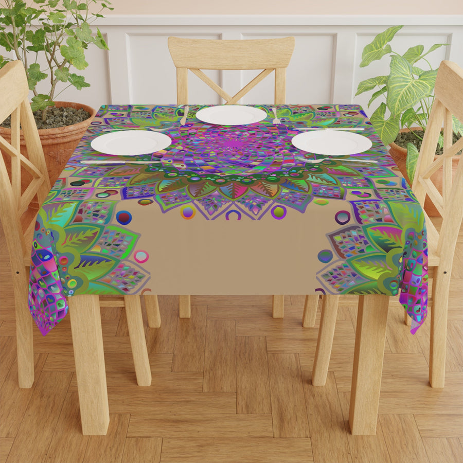 Vibrant Mandala Tablecloth, Sand - Colorful Home Decor Home Decor - Blululi