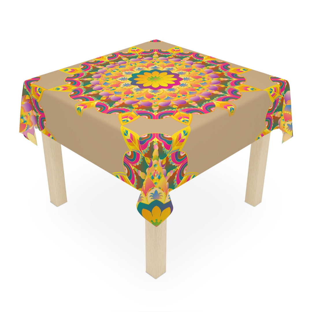 Vibrant Mandala Tablecloth - Sand & Floral Home Decor - Blululi