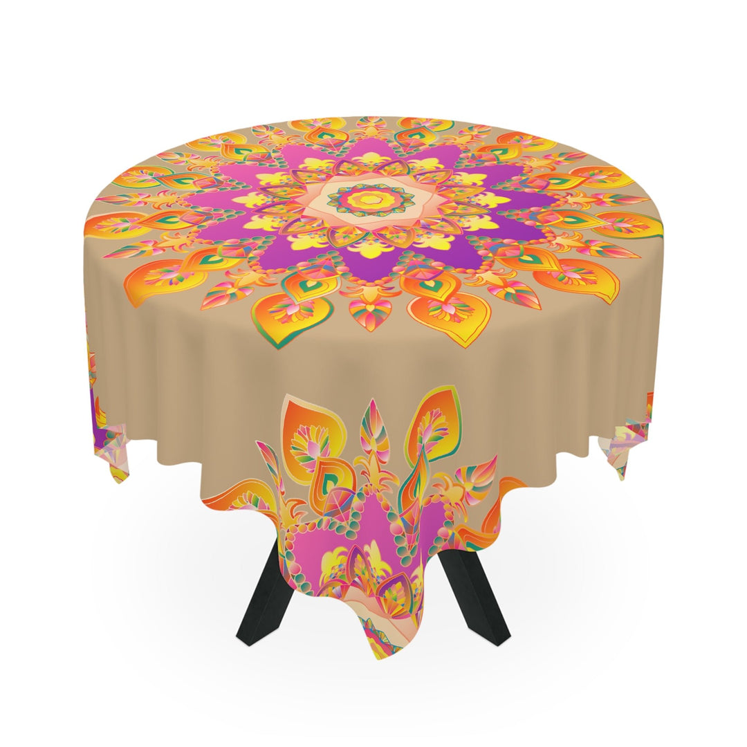 Vibrant Mandala Tablecloth - Sand & Floral Home Decor - Blululi