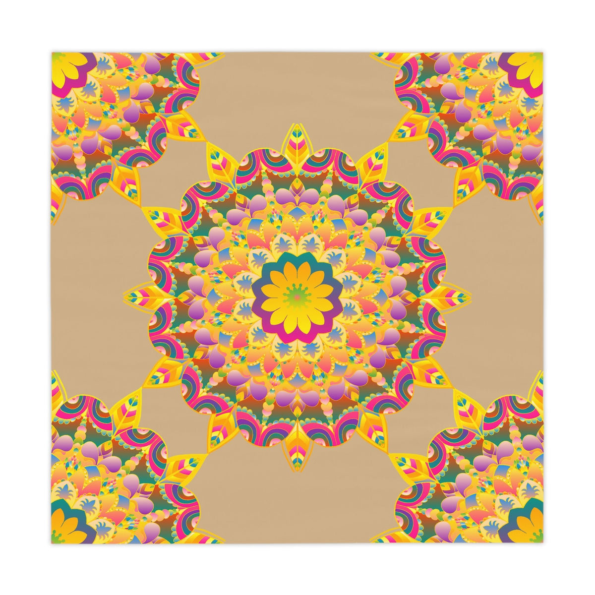 Vibrant Mandala Tablecloth - Sand & Floral Home Decor - Blululi