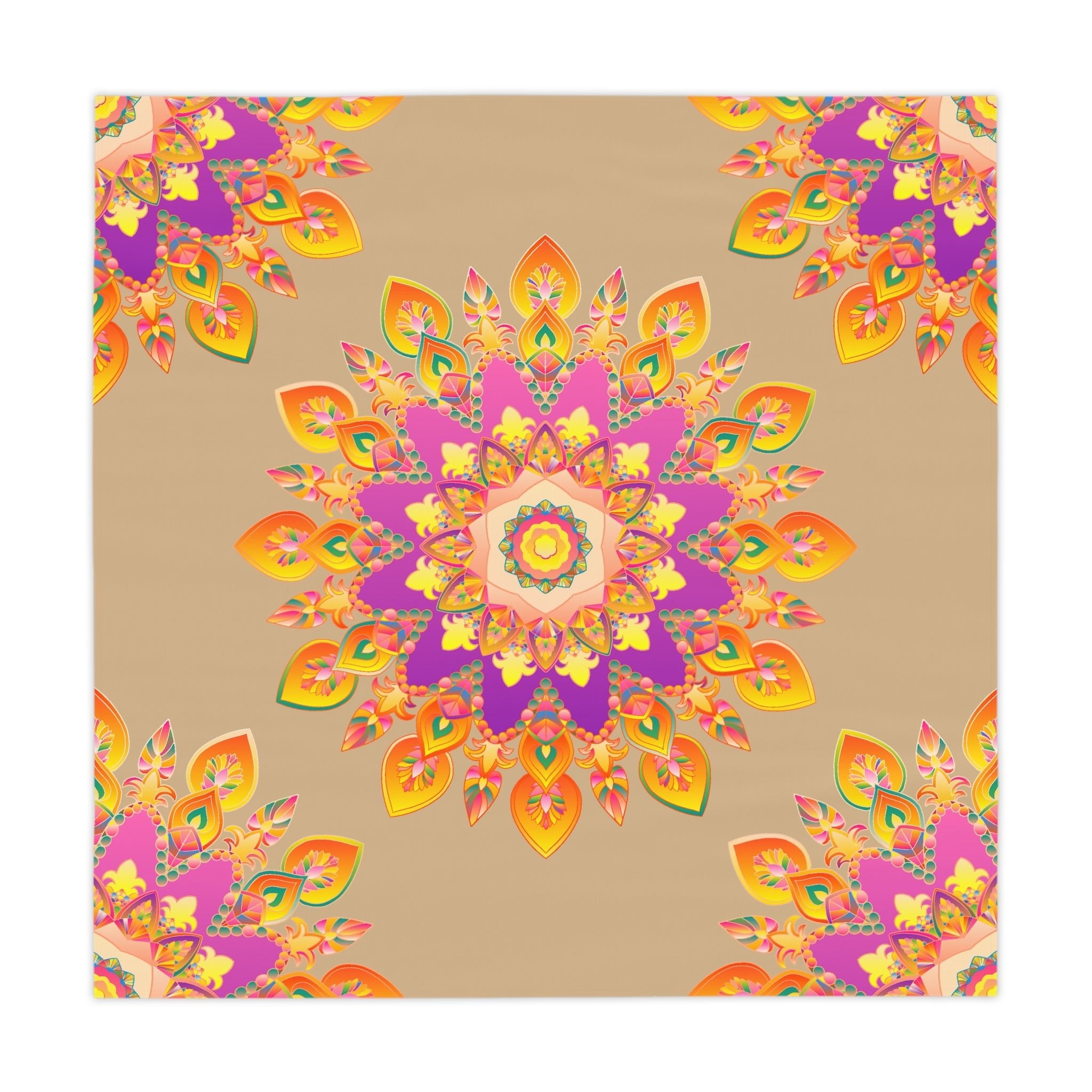 Vibrant Mandala Tablecloth - Sand & Floral Home Decor - Blululi