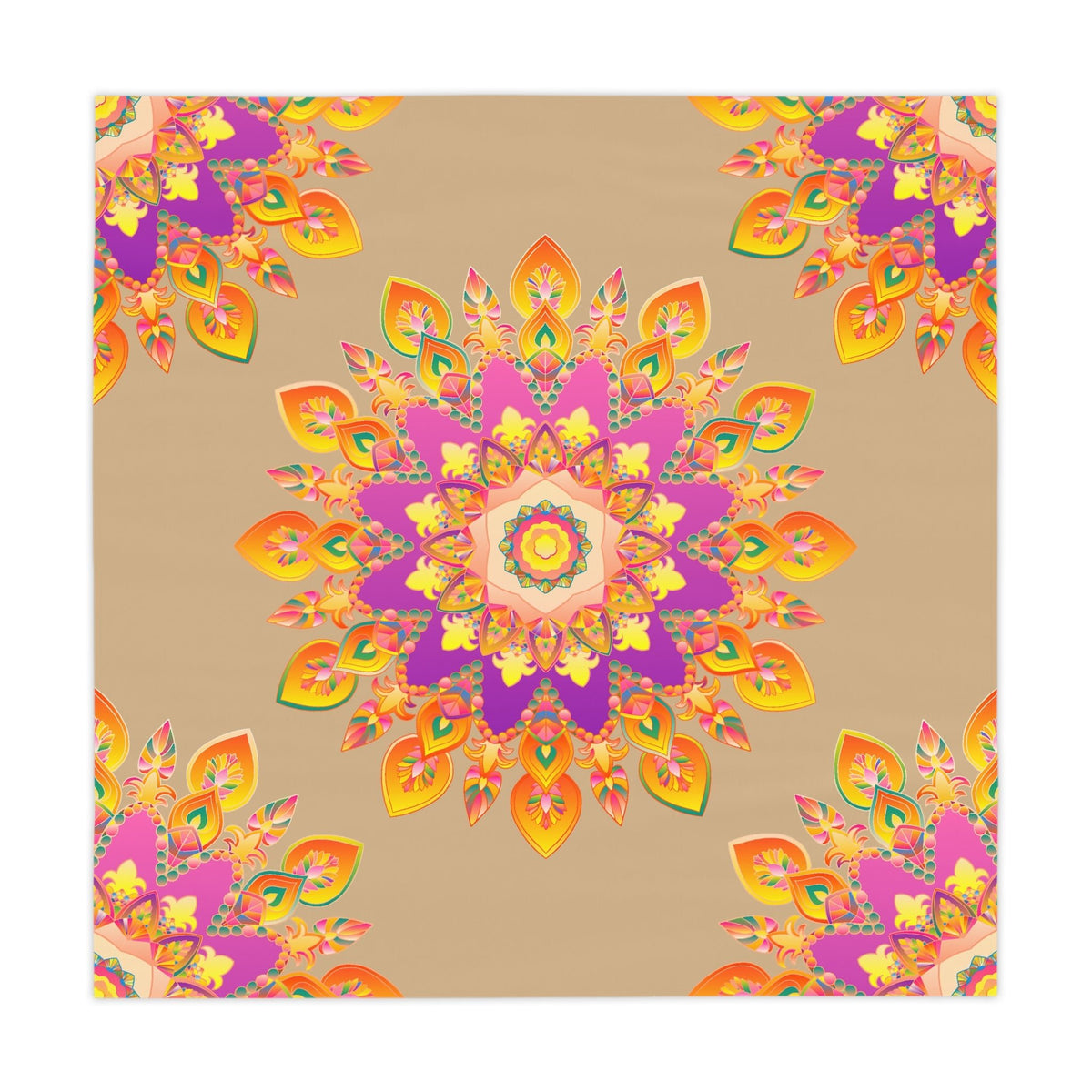Vibrant Mandala Tablecloth - Sand & Floral Home Decor - Blululi