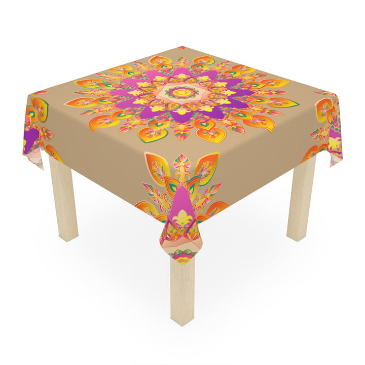 Vibrant Mandala Tablecloth - Sand & Floral Home Decor - Blululi