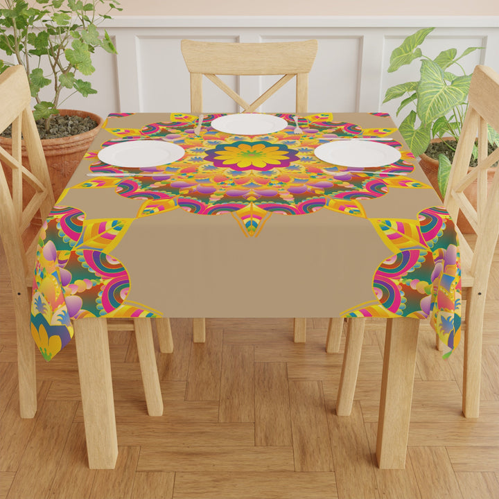 Vibrant Mandala Tablecloth - Sand & Floral Home Decor - Blululi