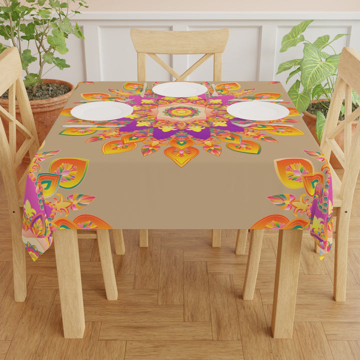 Vibrant Mandala Tablecloth - Sand & Floral Home Decor - Blululi