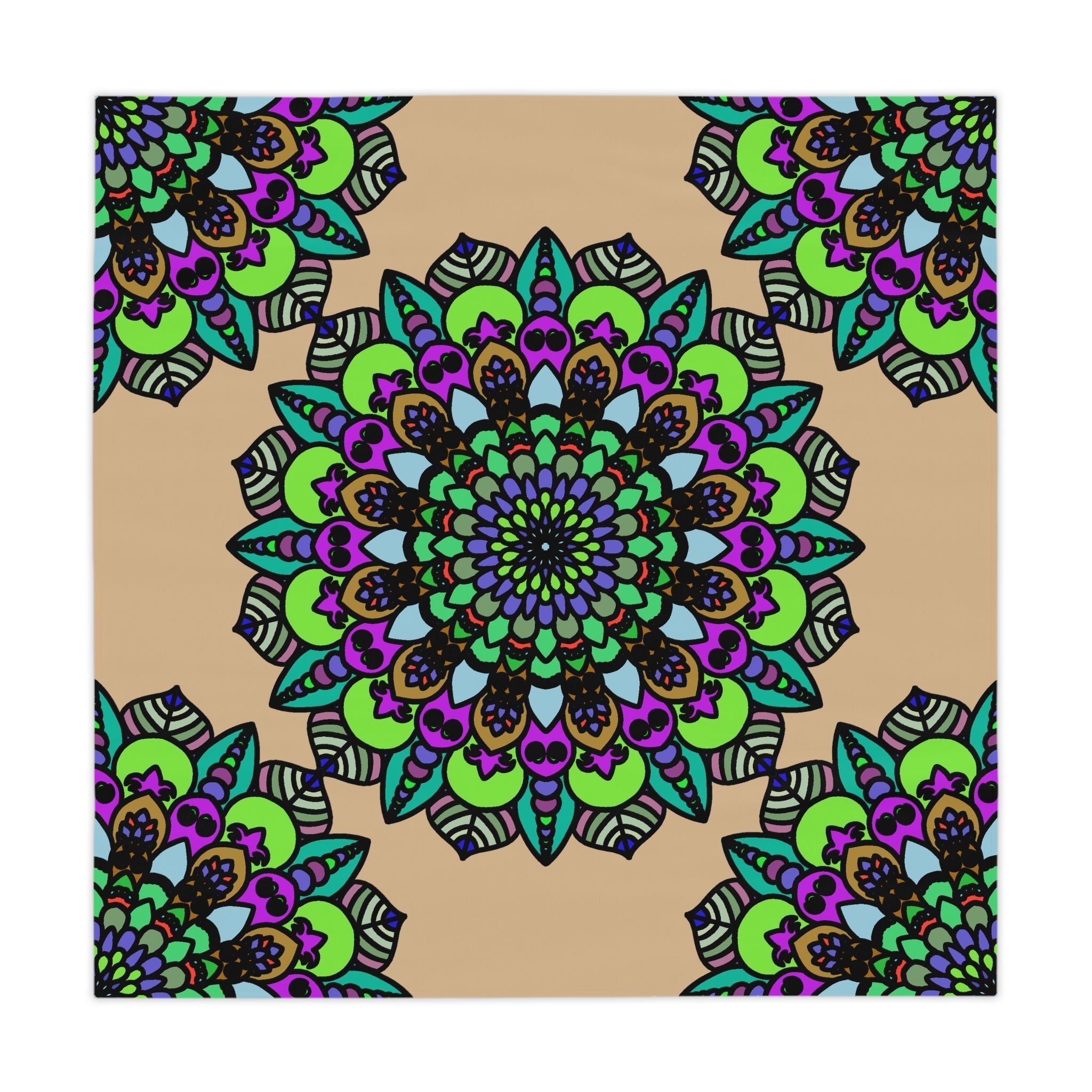 Vibrant Mandala Tablecloth - Sand Home Decor - Blululi