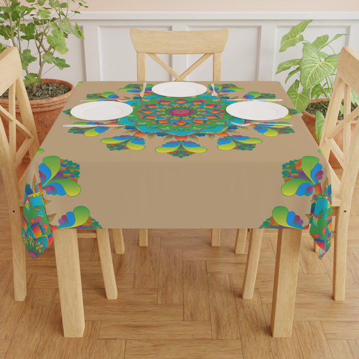 Vibrant Mandala Tablecloth - Sand Home Decor - Blululi