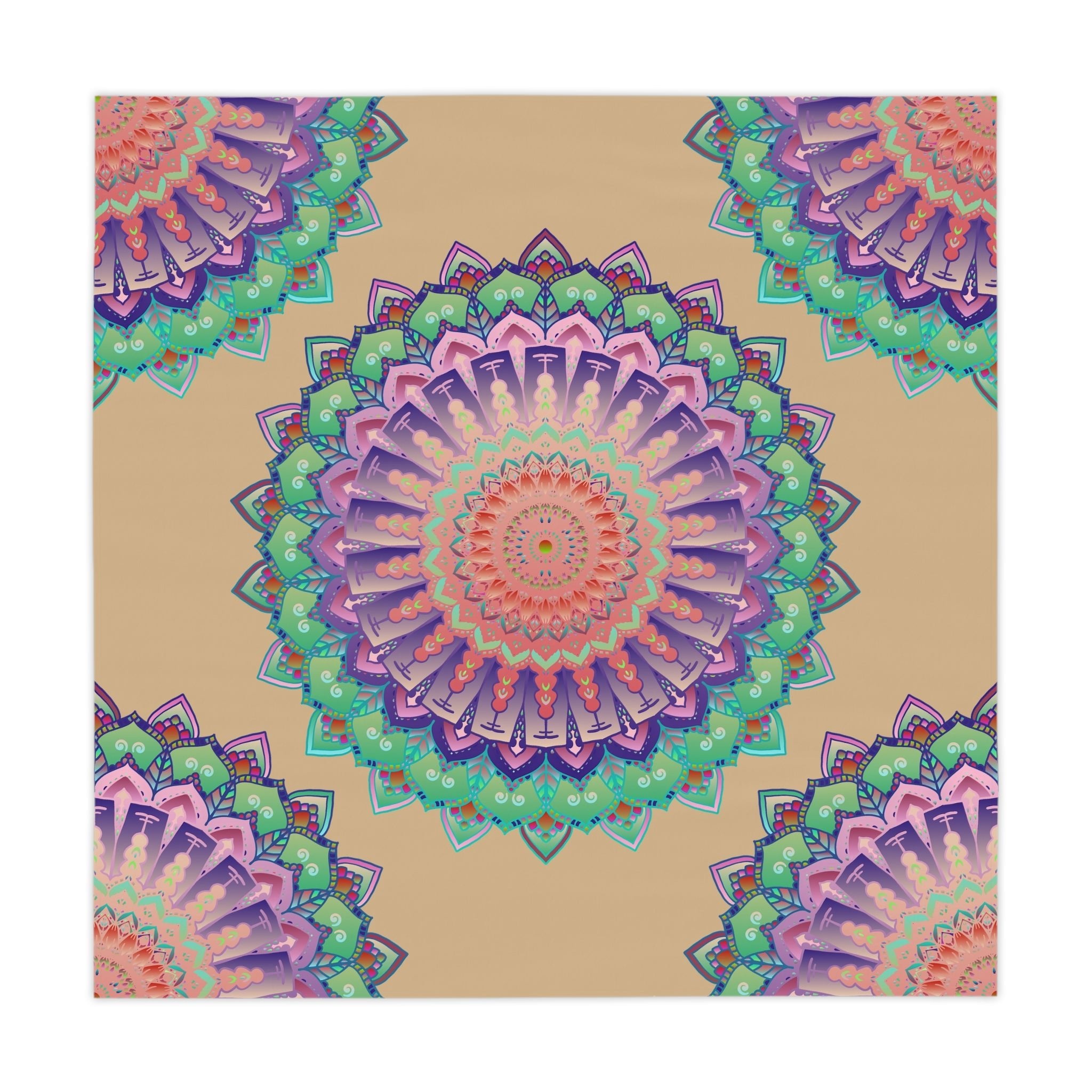 Vibrant Mandala Tablecloth - Sand Home Decor - Blululi