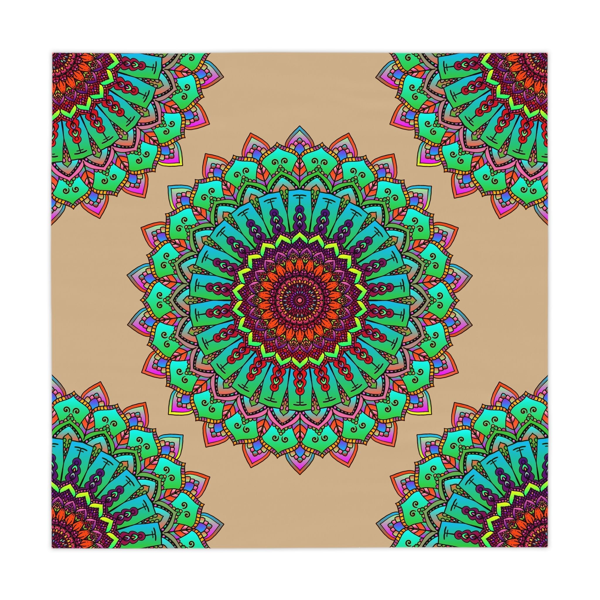 Vibrant Mandala Tablecloth - Sand Home Decor - Blululi