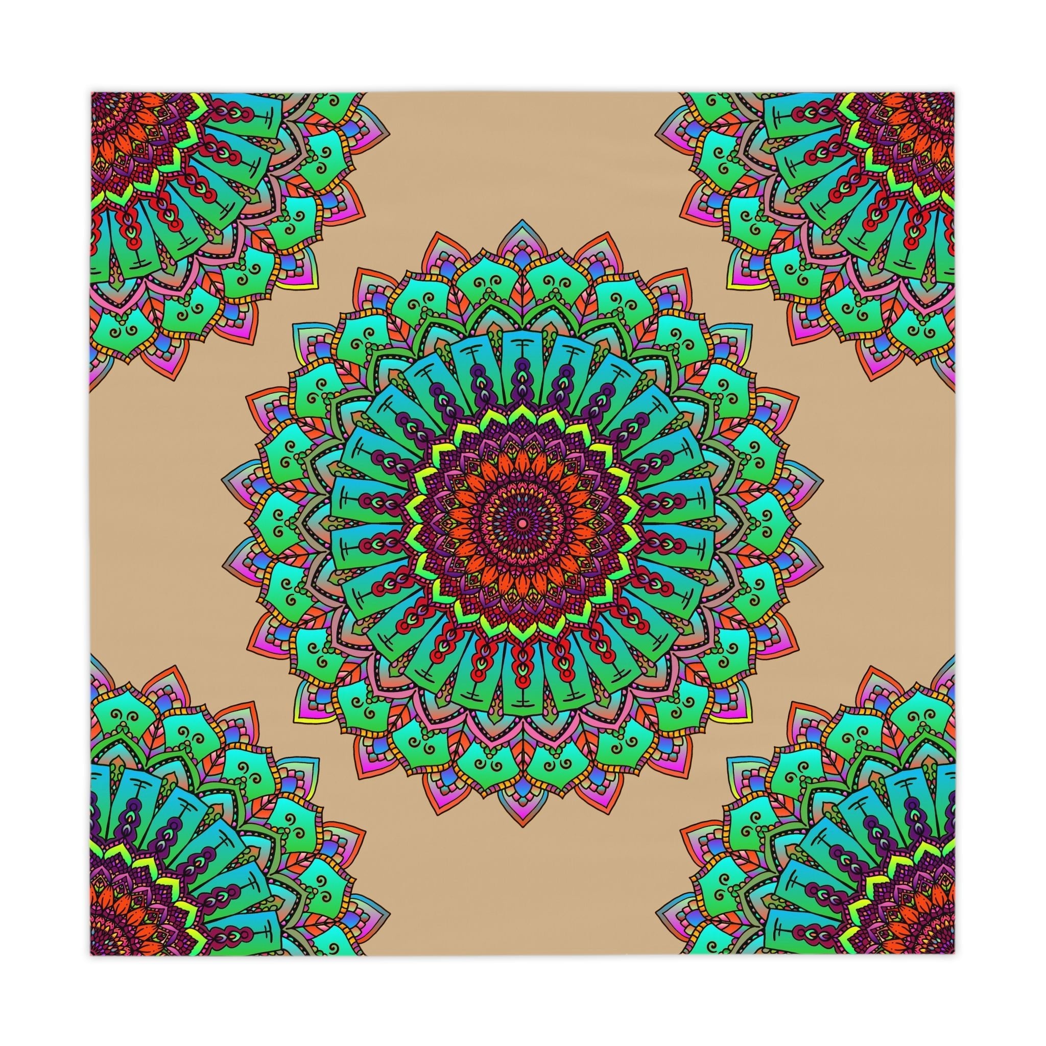 Vibrant Mandala Tablecloth - Sand Home Decor - Blululi