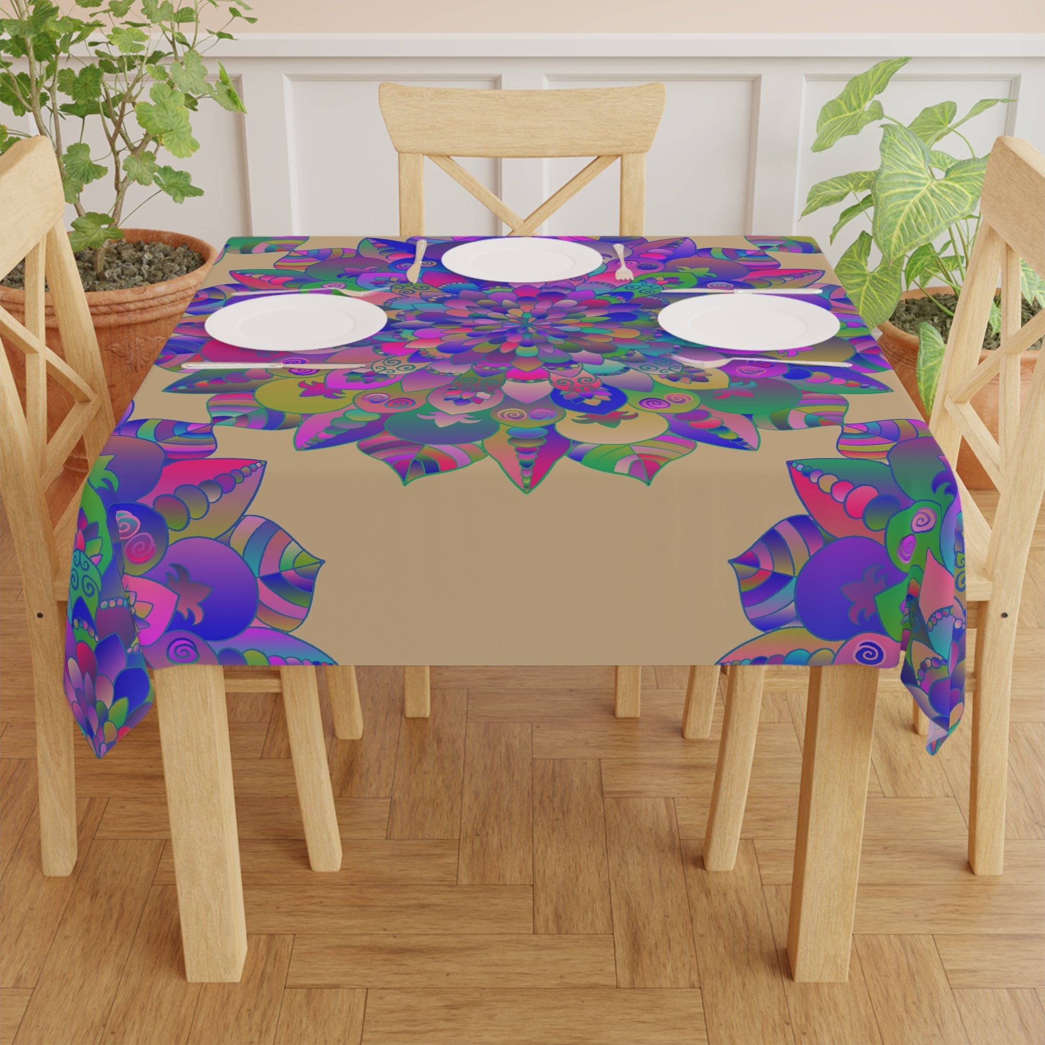 Vibrant Mandala Tablecloth - Sand Home Decor - Blululi