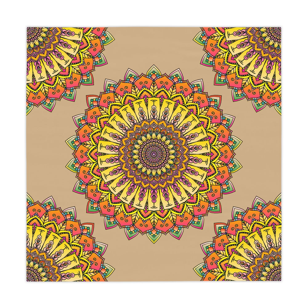 Vibrant Mandala Tablecloth - Sand Home Decor - Blululi