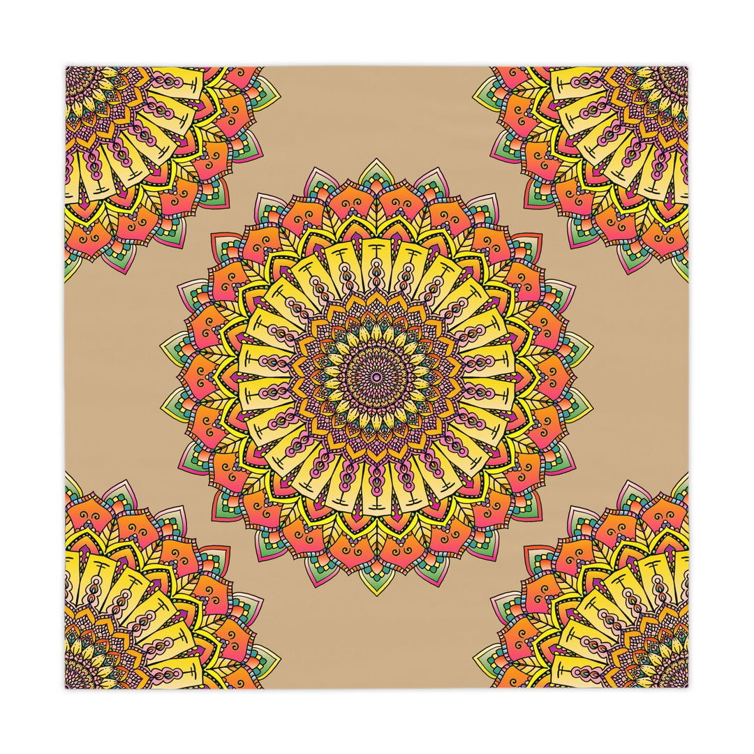 Vibrant Mandala Tablecloth - Sand Home Decor - Blululi