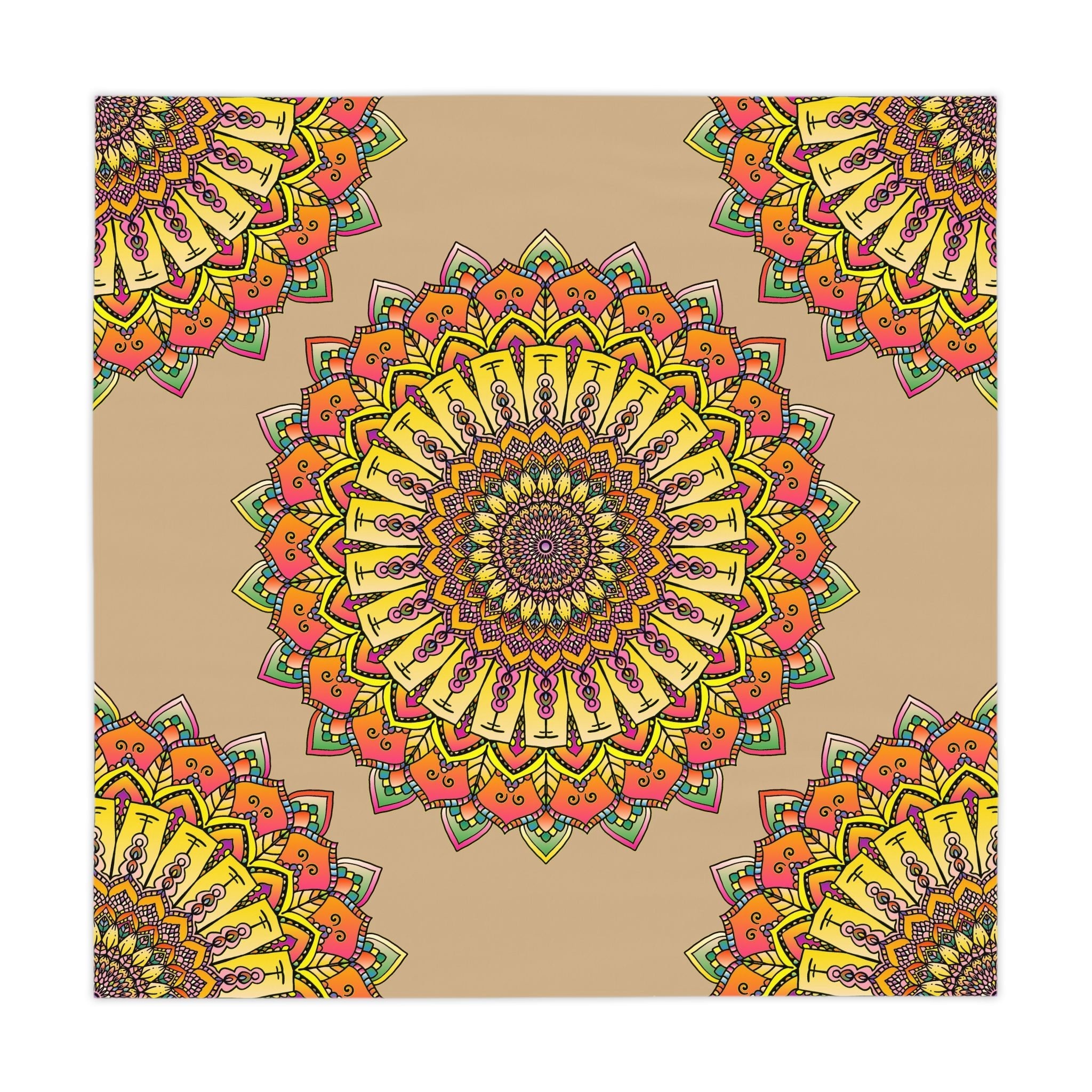 Vibrant Mandala Tablecloth - Sand Home Decor - Blululi