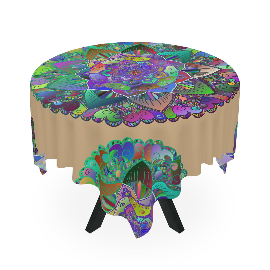 Vibrant Mandala Tablecloth - Sand Home Decor - Blululi