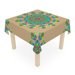 Vibrant Mandala Tablecloth - Sand Home Decor - Blululi