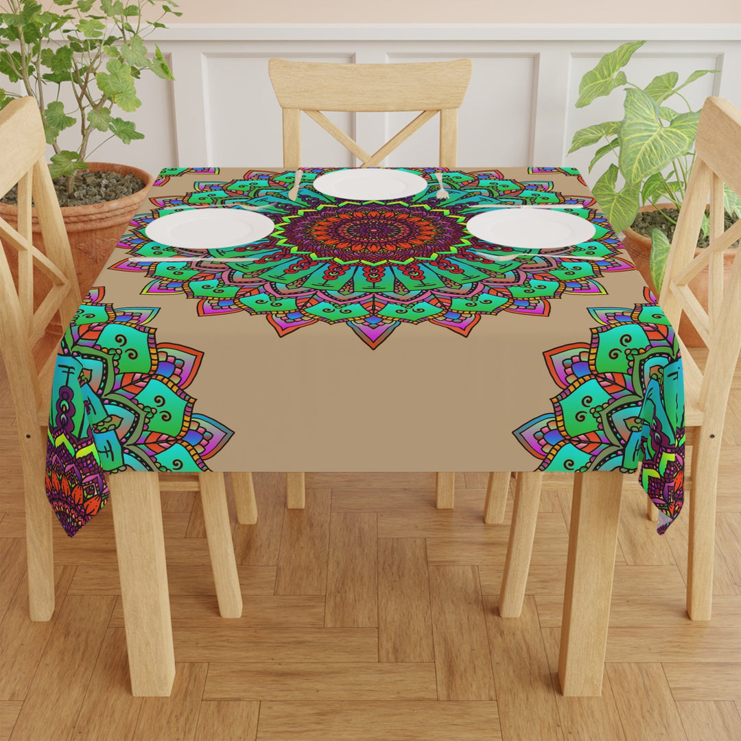 Vibrant Mandala Tablecloth - Sand Home Decor - Blululi