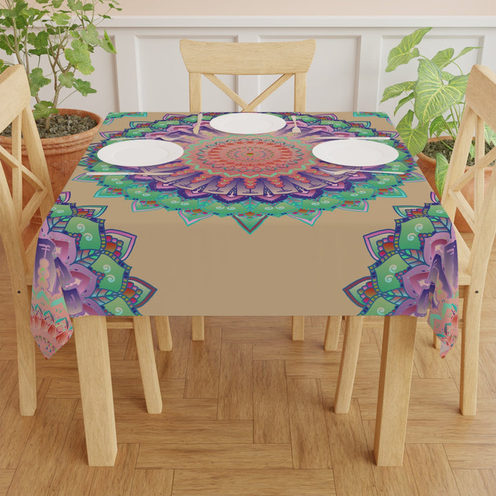 Vibrant Mandala Tablecloth - Sand Home Decor - Blululi