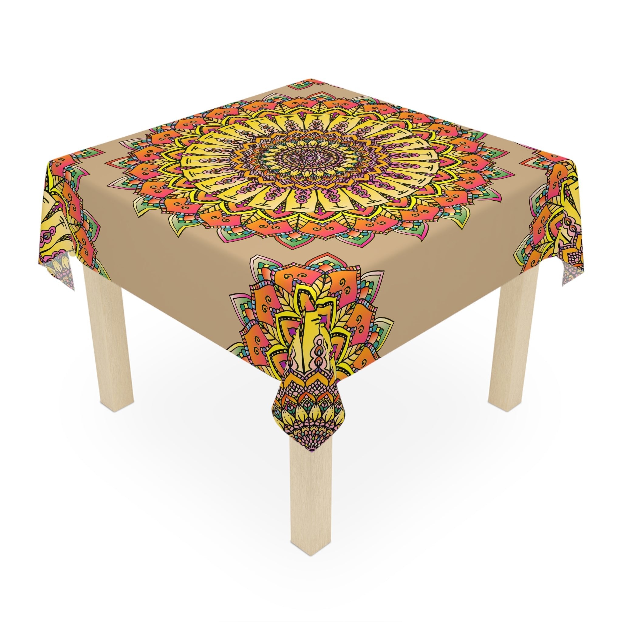 Vibrant Mandala Tablecloth - Sand Home Decor - Blululi