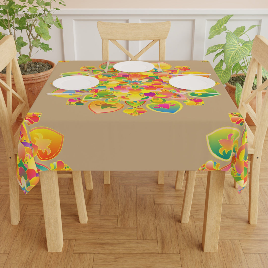 Vibrant Mandala Tablecloth - Sand Home Decor - Blululi