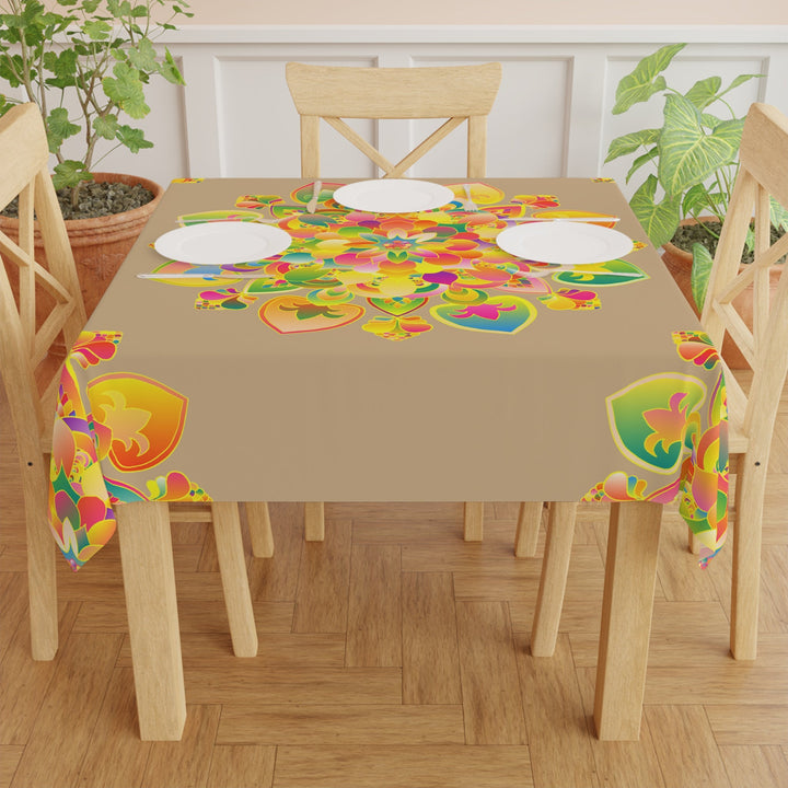 Vibrant Mandala Tablecloth - Sand Home Decor - Blululi