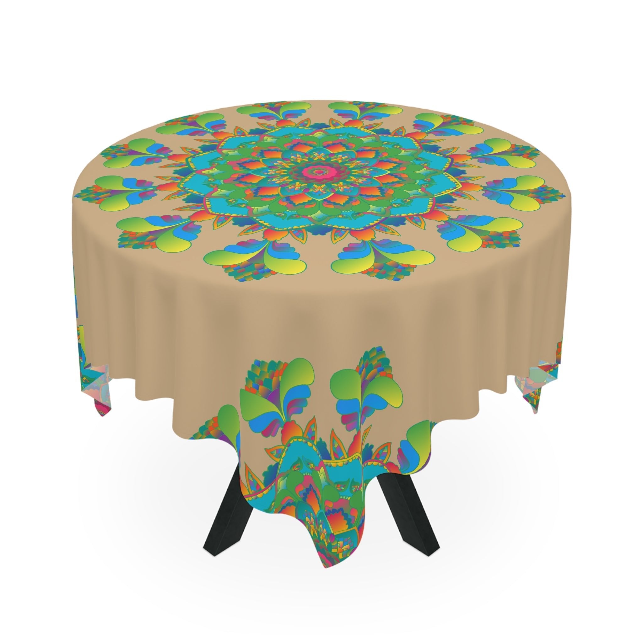 Vibrant Mandala Tablecloth - Sand Home Decor - Blululi