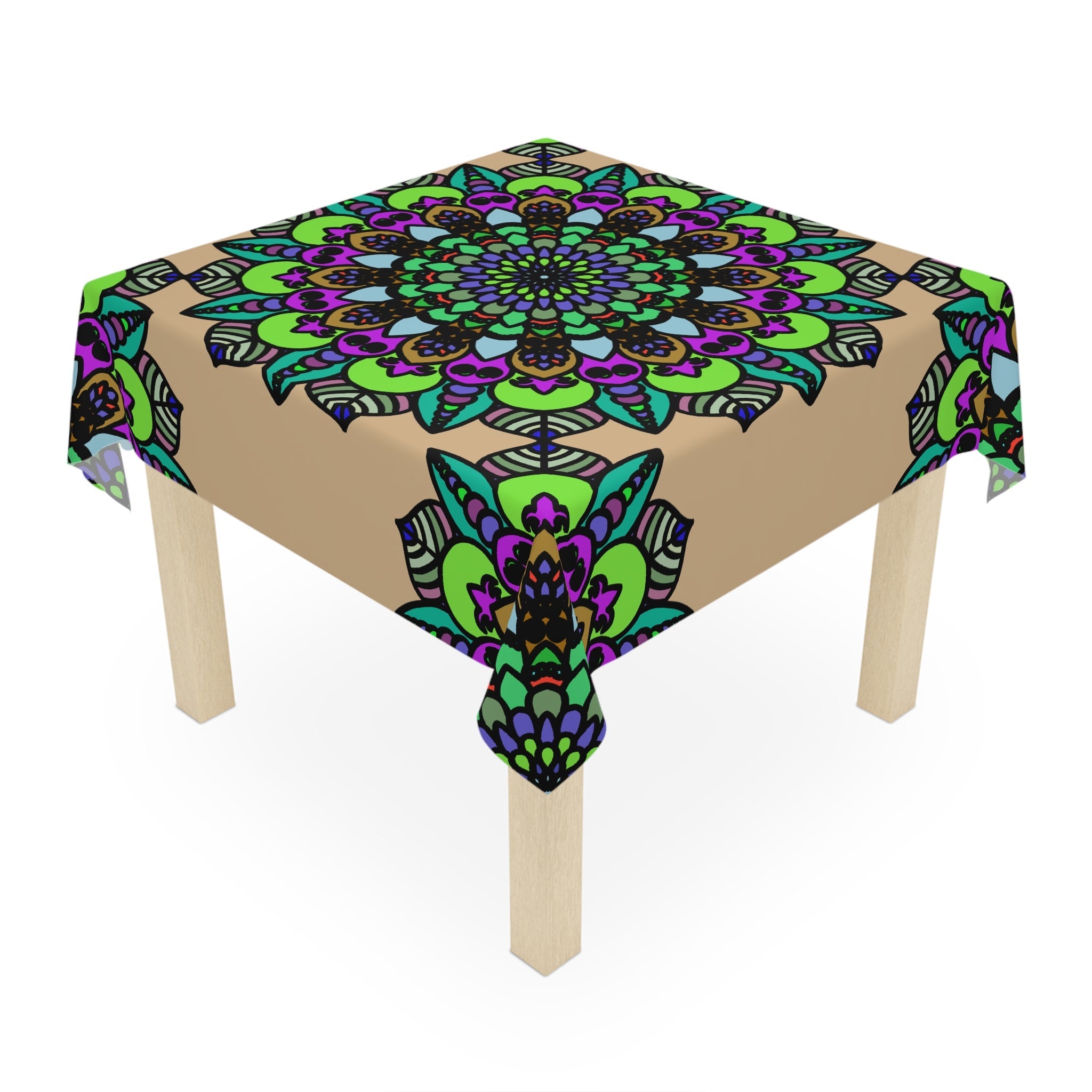 Vibrant Mandala Tablecloth - Sand Home Decor - Blululi