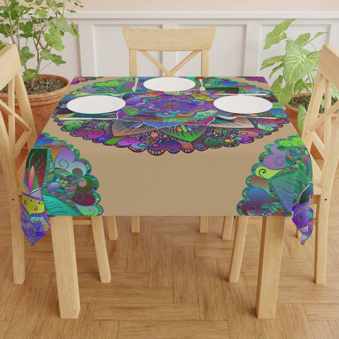 Vibrant Mandala Tablecloth - Sand Home Decor - Blululi