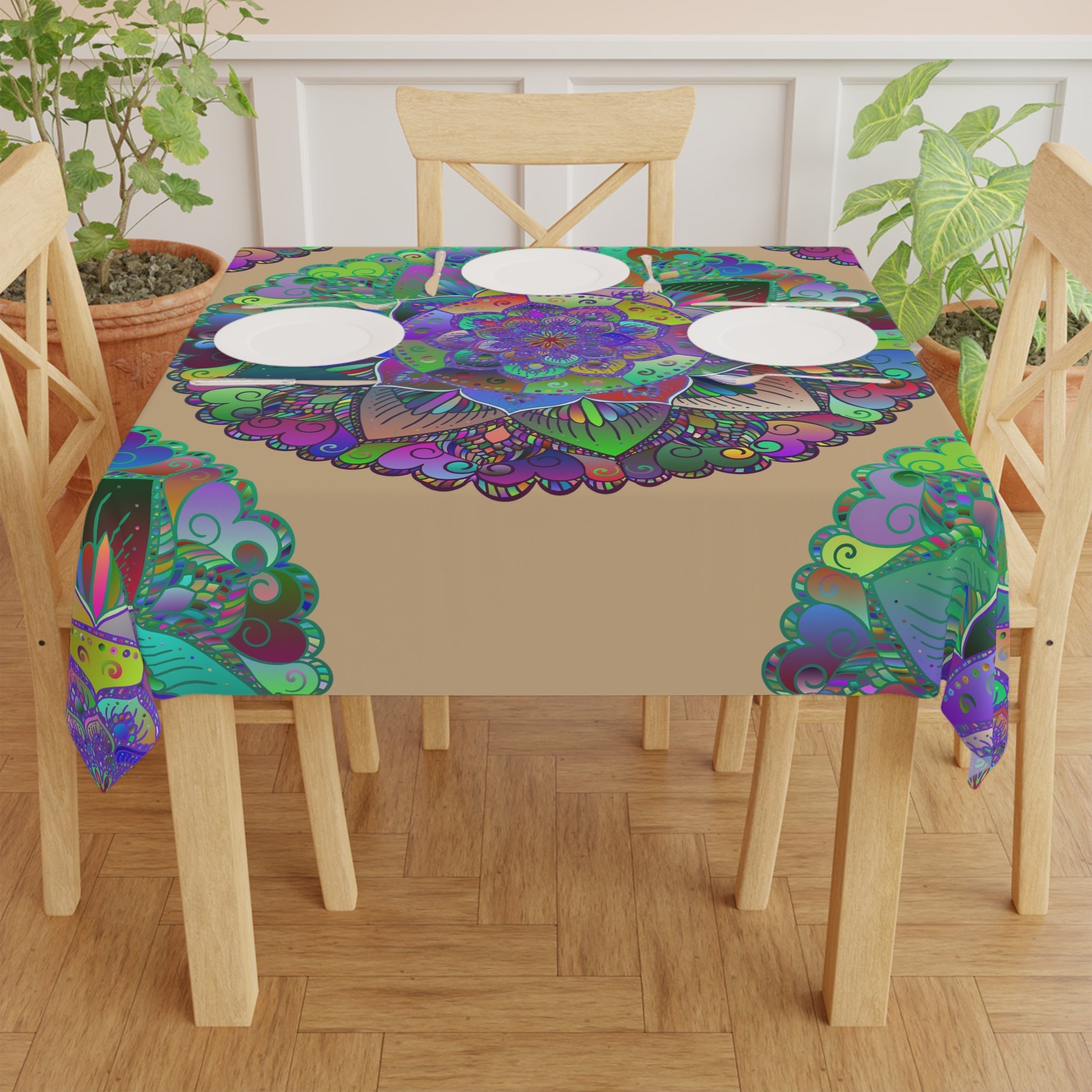 Vibrant Mandala Tablecloth - Sand Home Decor - Blululi