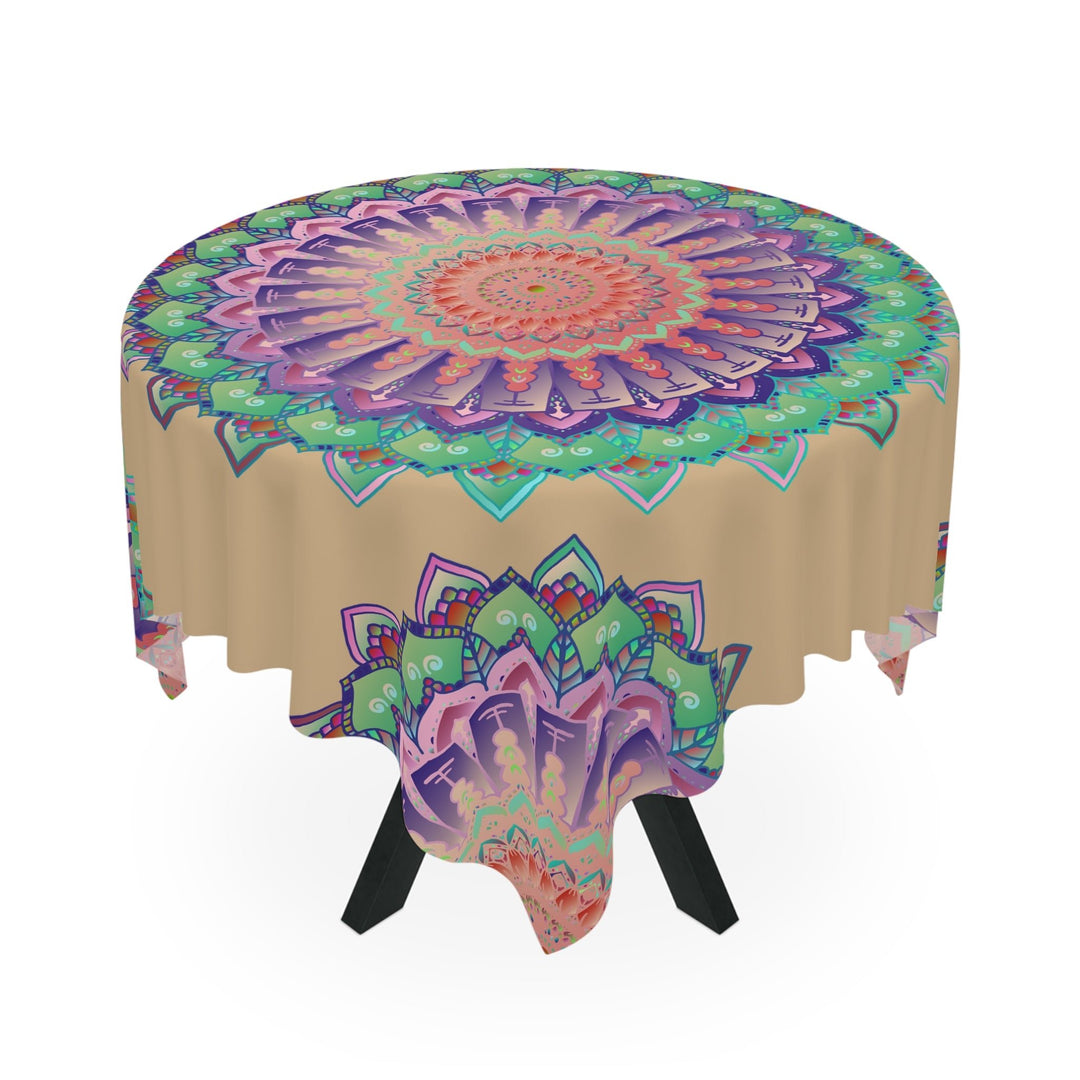 Vibrant Mandala Tablecloth - Sand Home Decor - Blululi