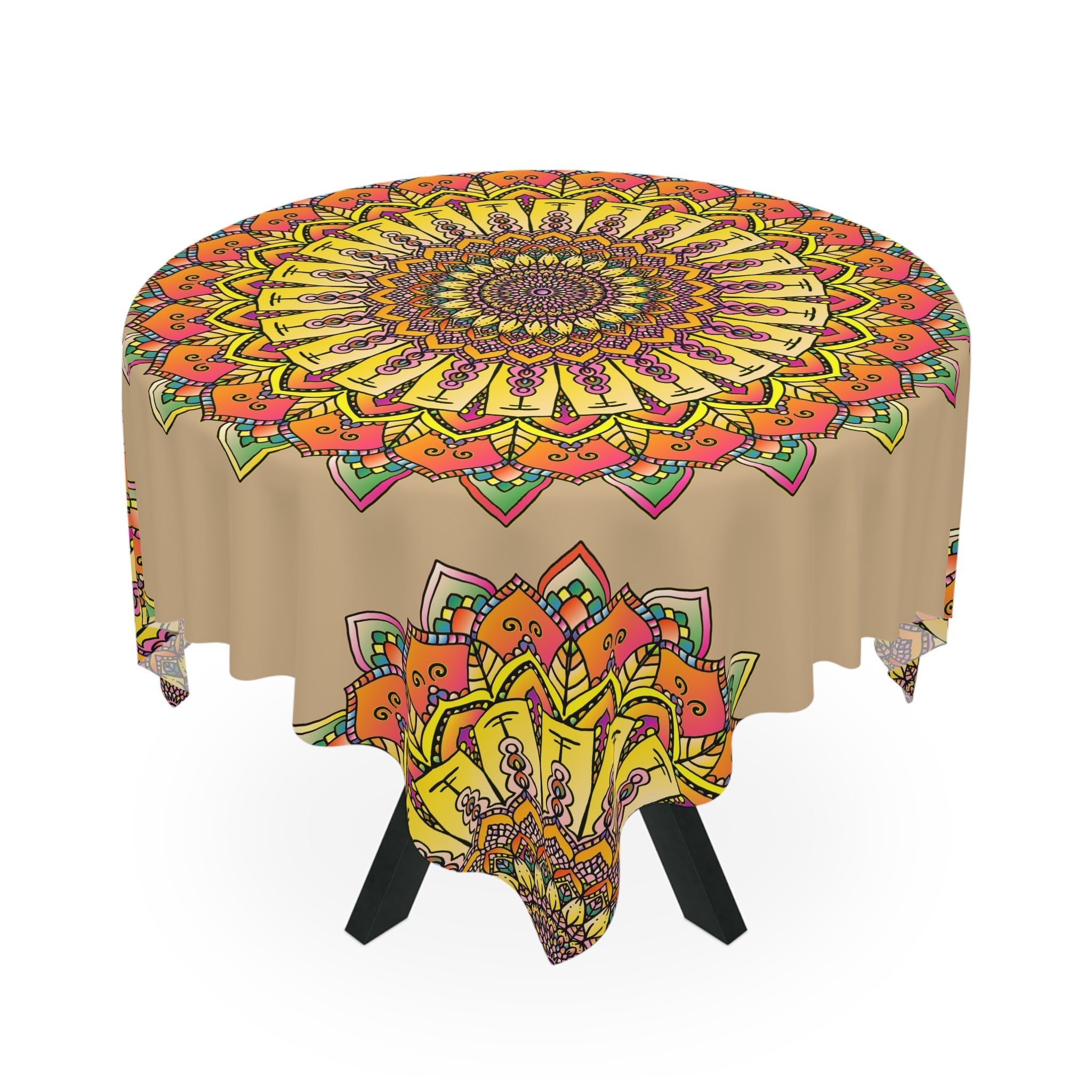 Vibrant Mandala Tablecloth - Sand Home Decor - Blululi