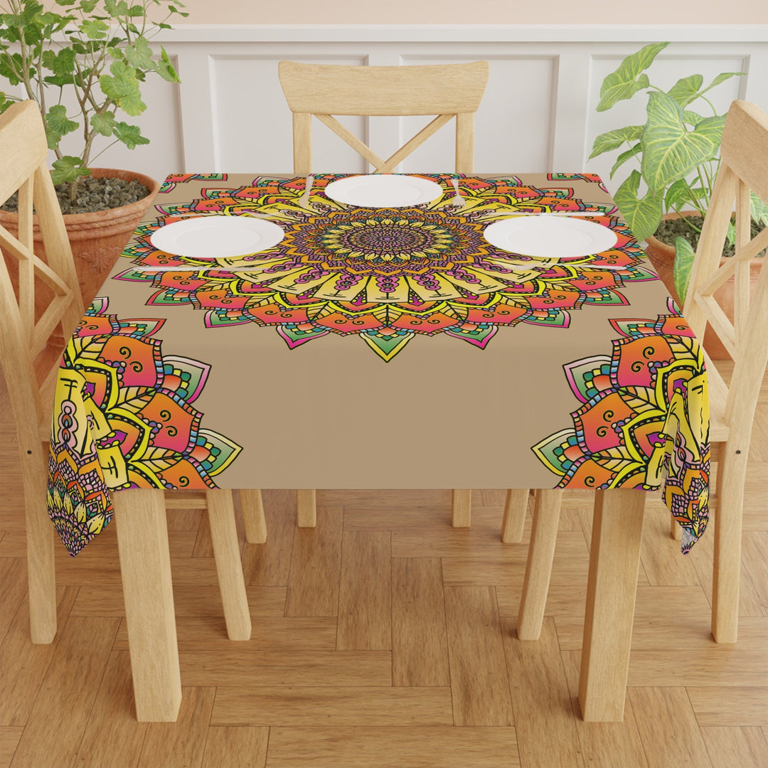 Vibrant Mandala Tablecloth - Sand Home Decor - Blululi