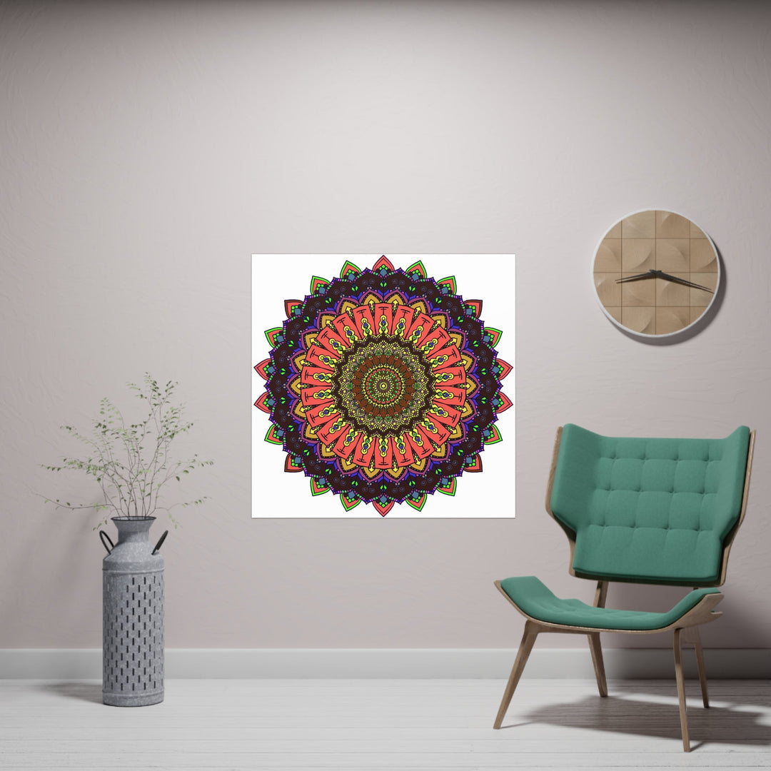 Vibrant Mandala Wall Art - Colorful Circular Design Poster - Blululi