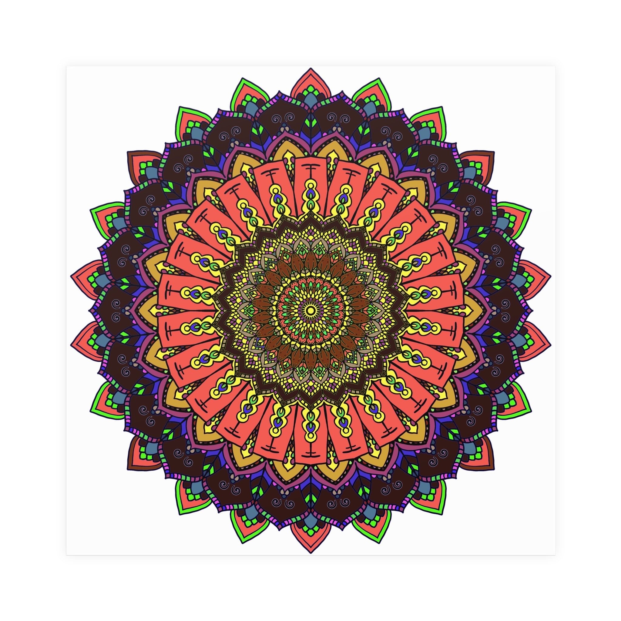 Vibrant Mandala Wall Art - Colorful Circular Design Poster - Blululi