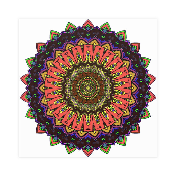 Vibrant Mandala Wall Art - Colorful Circular Design Poster - Blululi