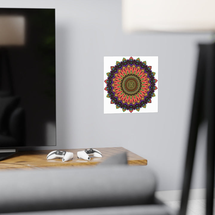 Vibrant Mandala Wall Art - Colorful Circular Design Poster - Blululi