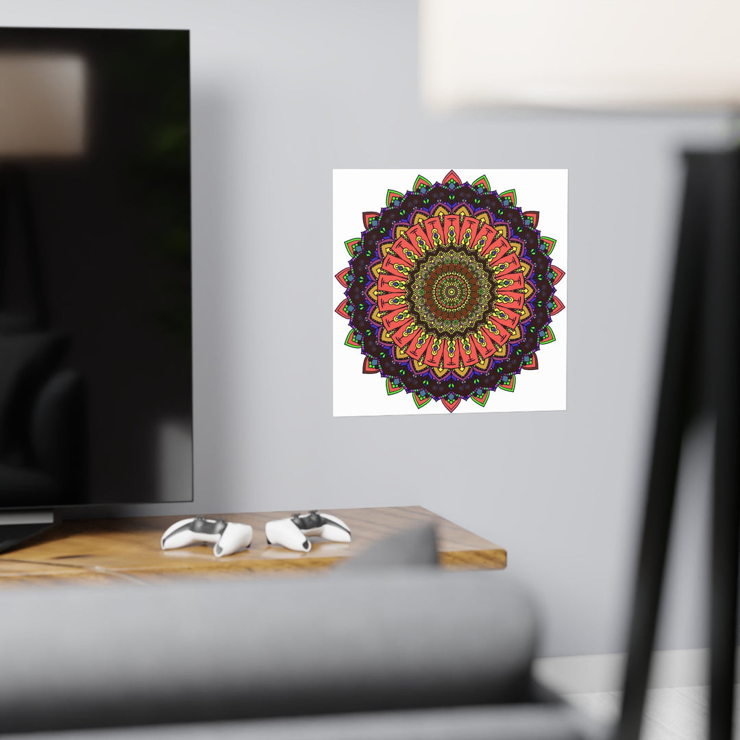 Vibrant Mandala Wall Art - Colorful Circular Design Poster - Blululi