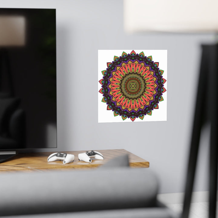 Vibrant Mandala Wall Art - Colorful Circular Design Poster - Blululi