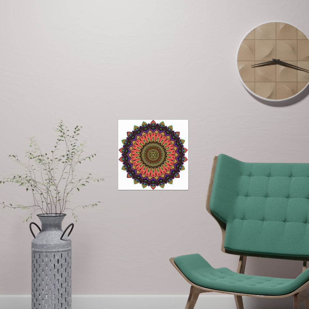 Vibrant Mandala Wall Art - Colorful Circular Design Poster - Blululi