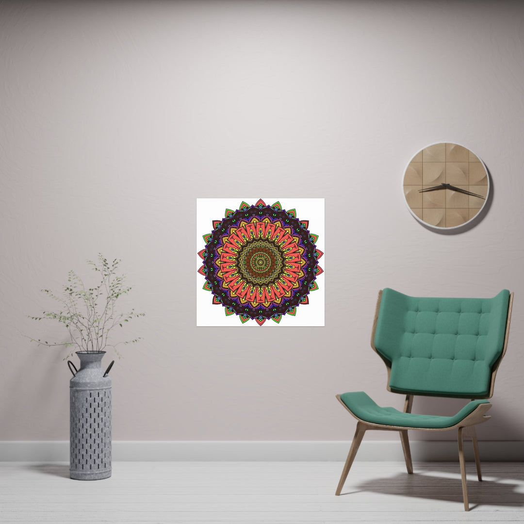 Vibrant Mandala Wall Art - Colorful Circular Design Poster - Blululi