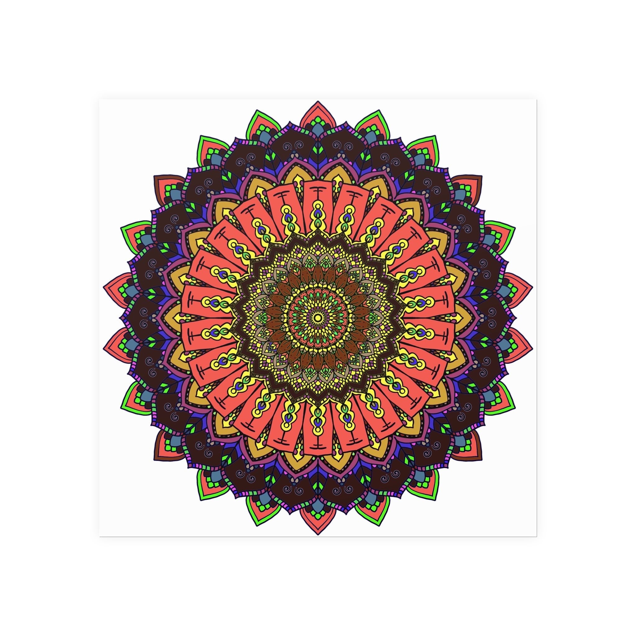 Vibrant Mandala Wall Art - Colorful Circular Design Poster - Blululi