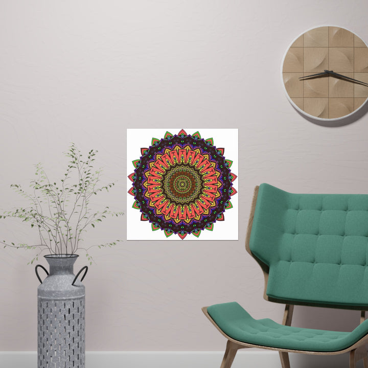 Vibrant Mandala Wall Art - Colorful Circular Design Poster - Blululi